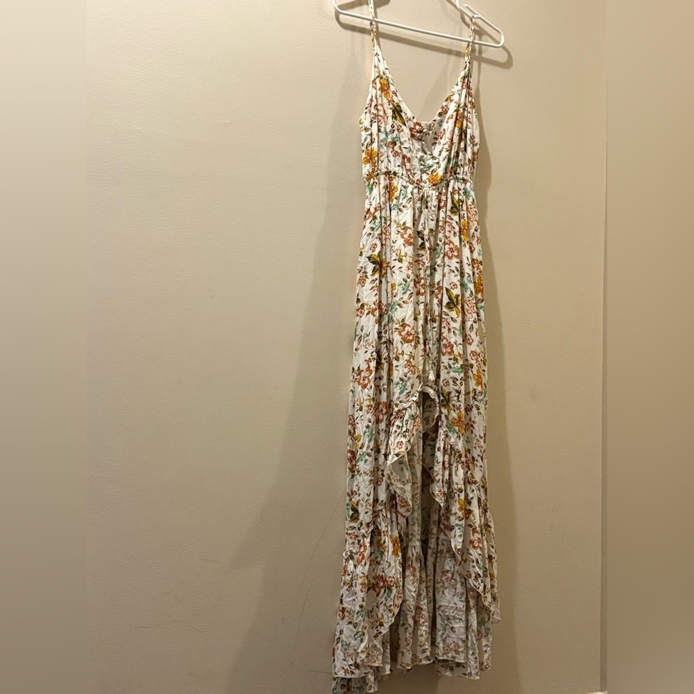 Petal & Pup Floral Maxi Dress - size 8 - spaghetti straps - hi/low hem - Picture 1 of 8